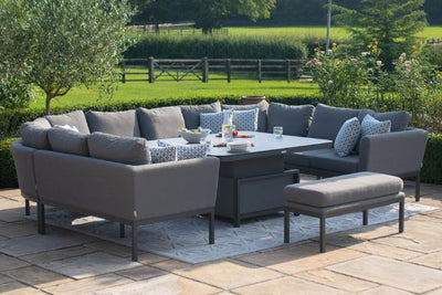 Maze Rattan Pulse U- Shape Dining Set with Rising Table In Weatherproof Fabric