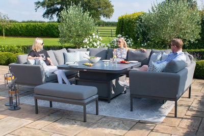 Maze Rattan Pulse U- Shape Dining Set with Rising Table In Weatherproof Fabric