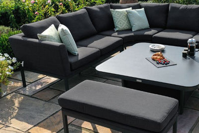 Maze Rattan Pulse U- Shape Dining Set with Rising Table In Weatherproof Fabric