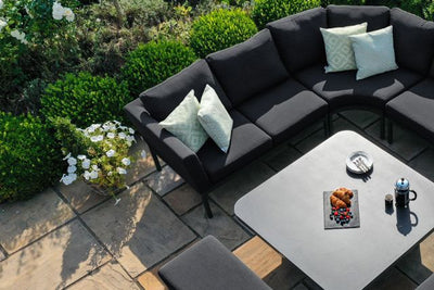 Maze Rattan Pulse U- Shape Dining Set with Rising Table In Weatherproof Fabric