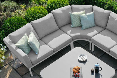 Maze Rattan Pulse U- Shape Dining Set with Rising Table In Weatherproof Fabric