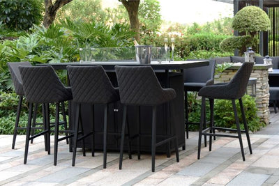 Maze Rattan Regal 8 Seat Rectangular Bar Set with Fire Pit in Weatherproof Fabric