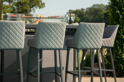 Maze Rattan Regal 8 Seat Rectangular Bar Set with Fire Pit in Weatherproof Fabric