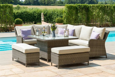 Winchester Royal Corner Dining Set with Rising Table & Ice Bucket by Maze Rattan - Gardenbox