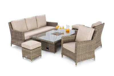 Winchester Sofa Dining Set with Rising Table & Ice Bucket by Maze Rattan - Gardenbox
