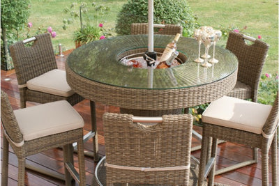 Winchester 6 Seat Round Bar Set with Ice Bucket by Maze Rattan - Gardenbox