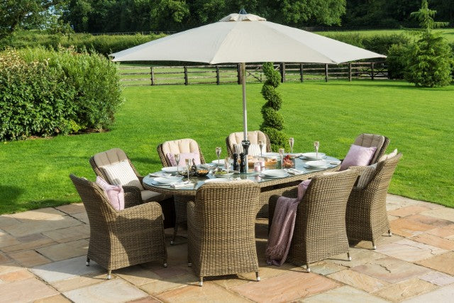 Winchester 8 Seat Oval Ice Bucket Dining Set with Venice Chairs & Lazy Susan by Maze Rattan - Gardenbox