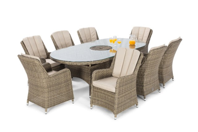 Winchester 8 Seat Oval Ice Bucket Dining Set with Venice Chairs & Lazy Susan by Maze Rattan - Gardenbox