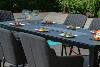 Maze Rattan Zest 8 seat rectangular Fire Pit Dining Set
