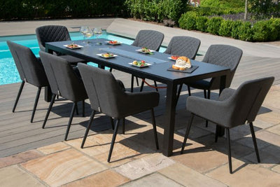 Maze Rattan Zest 8 seat rectangular Fire Pit Dining Set