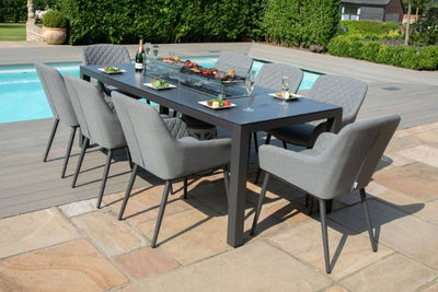 Maze Rattan Zest 8 seat rectangular Fire Pit Dining Set
