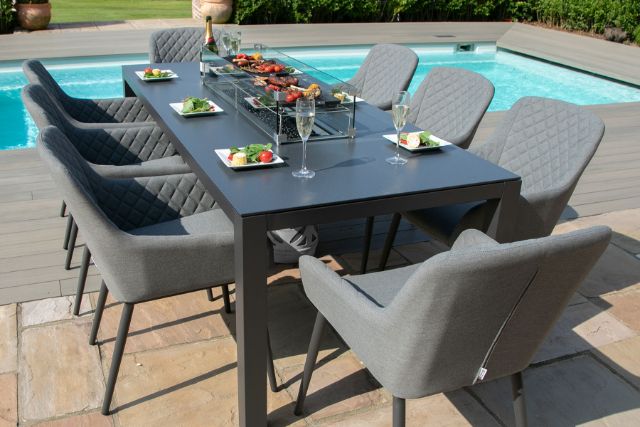 Maze Rattan Zest 8 seat rectangular Fire Pit Dining Set