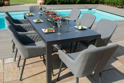 Maze Rattan Zest 8 seat rectangular Fire Pit Dining Set