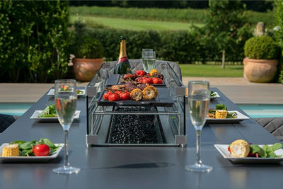 Maze Rattan Zest 8 seat rectangular Fire Pit Dining Set