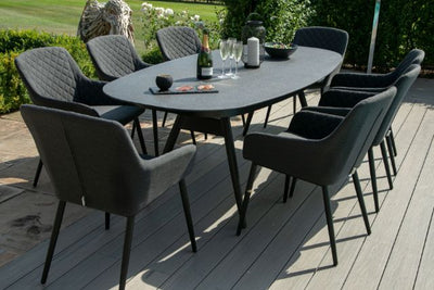 Maze Rattan Zest 8 Seat Oval Dining Set In Weatherproof Fabric