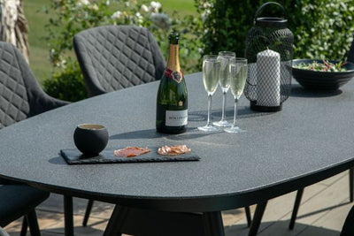 Maze Rattan Zest 8 Seat Oval Dining Set In Weatherproof Fabric