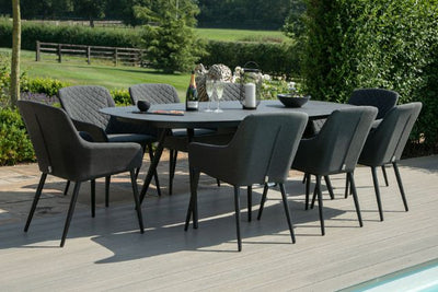 Maze Rattan Zest 8 Seat Oval Dining Set In Weatherproof Fabric