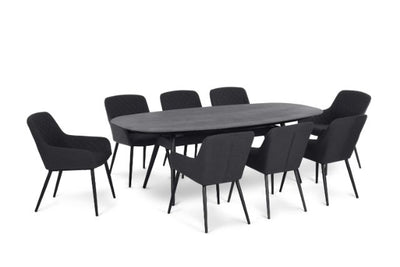 Maze Rattan Zest 8 Seat Oval Dining Set In Weatherproof Fabric