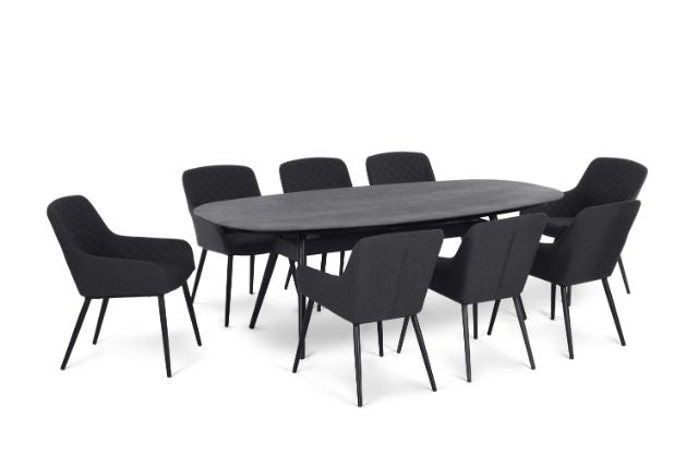 Maze Rattan Zest 8 Seat Oval Dining Set In Weatherproof Fabric