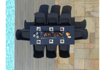 Maze Rattan Zest 8 seat rectangular Fire Pit Dining Set