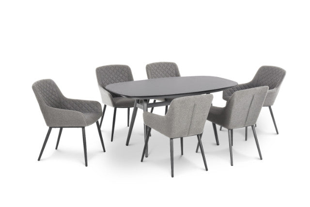 Maze Rattan Zest 6 Seat Oval Dining Set In Weatherproof Fabric - Gardenbox