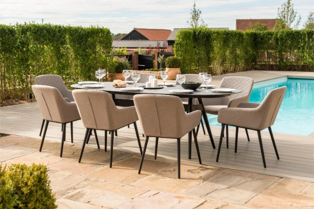 Maze Rattan Zest 8 Seat Oval Dining Set In Weatherproof Fabric - Gardenbox