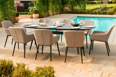 Maze Rattan Zest 8 Seat Oval Dining Set In Weatherproof Fabric - Gardenbox