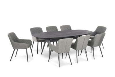 Maze Rattan Zest 8 Seat Oval Dining Set In Weatherproof Fabric - Gardenbox