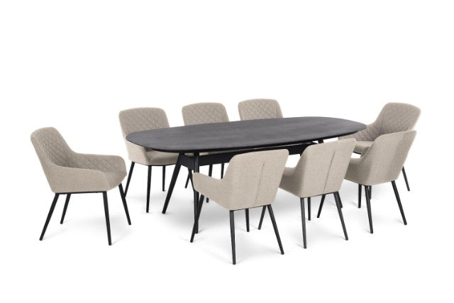 Maze Rattan Zest 8 Seat Oval Dining Set In Weatherproof Fabric - Gardenbox
