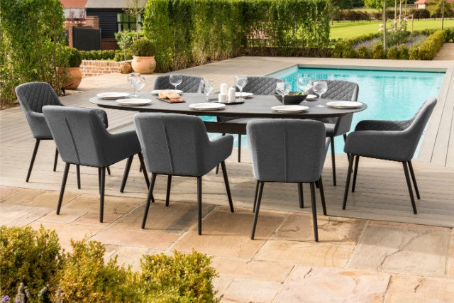 Maze Rattan Zest 8 Seat Oval Dining Set In Weatherproof Fabric - Gardenbox