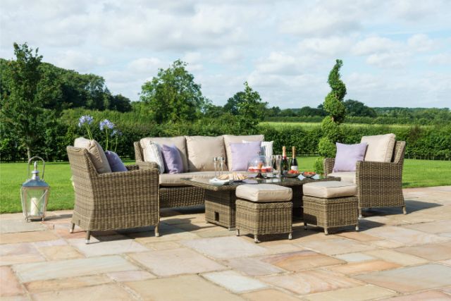 Winchester Sofa Dining Set with Rising Table & Ice Bucket by Maze Rattan - Gardenbox